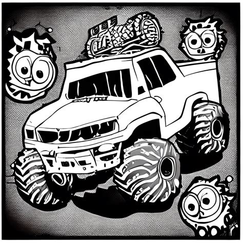 Monster Truck Competition Crush Coloring Page Creative Fabrica