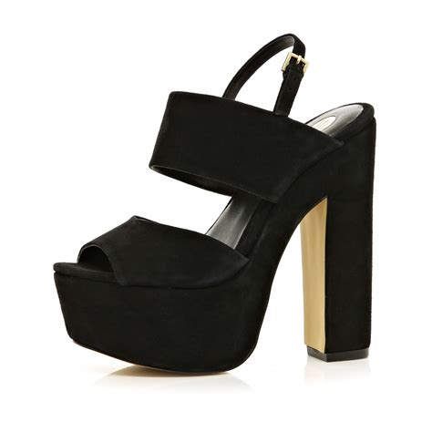 River Island Black Chunky Platform Sandals In Black Lyst