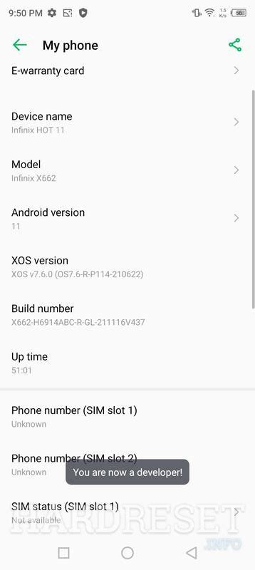 Developer Options INFINIX Hot