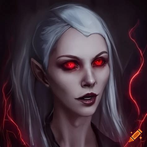 Portrait Of A Mysterious Female Necromancer With Red Eyes On Craiyon