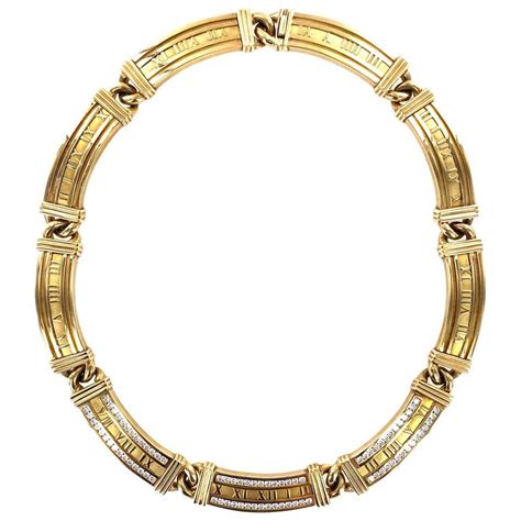 Tiffany And Co Atlas Diamond 18 Karat Yellow Gold Necklace At 1stdibs