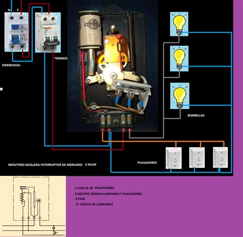 Minutero Escalera Interruptor De Mercurio 3 Hilos Interruptor