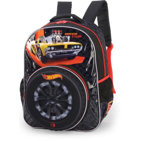 Mochila Infantil Hot Wheels G Preta Luxcel Unidade Papelaria Toledo