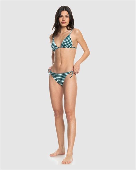 Roxy Womens The Plaid Pulse Tiki Tri Bikini Top Pirouette Plaid