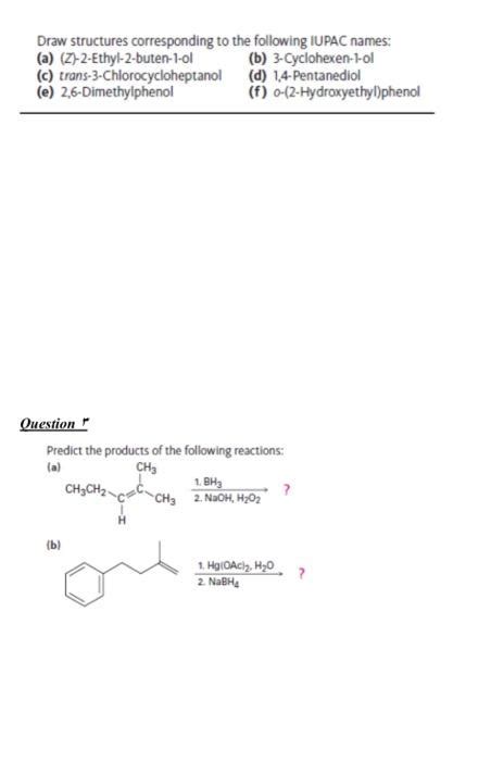 Solved Draw Structures Corresponding To The Following Iupac Chegg