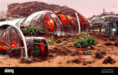 Mars colony, conceptual illustration Stock Photo - Alamy