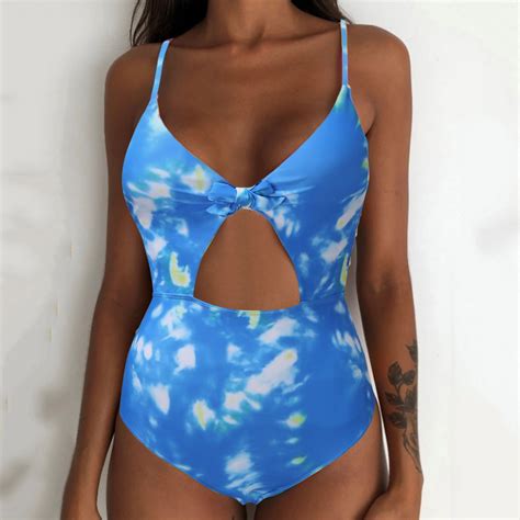 IDALL One Piece Swimsuit Women Bathing Suit Women Sexy Printing Onepiece Bikini Push Up Bathing
