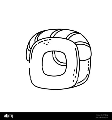 Maki sushi roll outline style vector illustration isolated on white ...