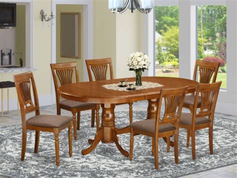 East West Furniture Plainville Piece Wood Dining Set In Saddle Brown