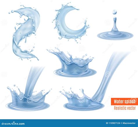 Water Splashes Realistic Set Stock Vector - Illustration of beverage ...