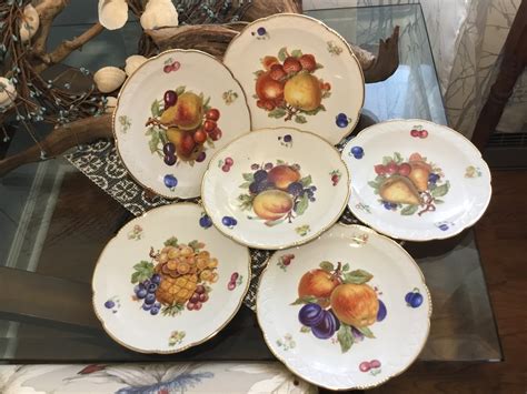 Vintage Bavaria Debra Germany Porcelain Fruit Plates Set Of Etsy