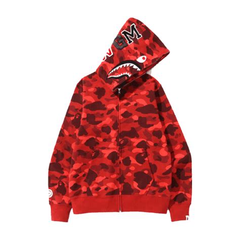 Red Bape Color Camo Shark Full Zip Hoodie Bape Hoodie