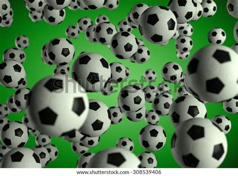 Soccer Footballs Flying Through Air On Stock Illustration 308539406