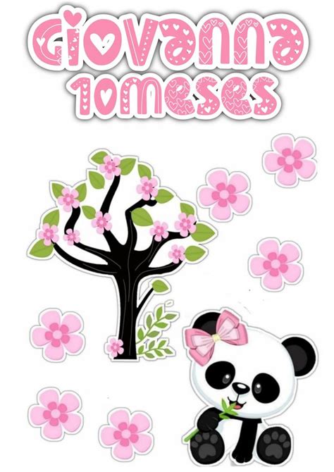 Topper De Bolo Panda Rosa Bolo Panda Festa De Panda Kit Natal