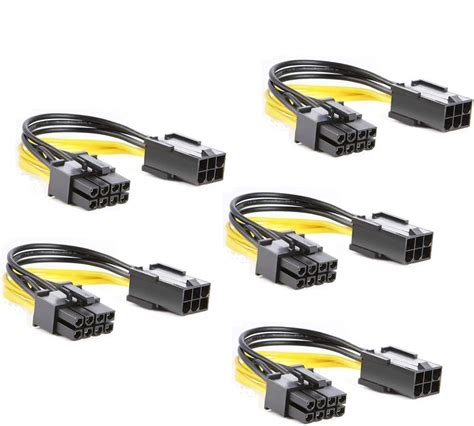 Lipiworld Pack Of 5 6 Pin To 8 Pin Pcie Adapter Cable 6pin Female To 8pin Male Pcie Express