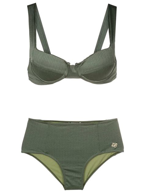 Brigitte High Waisted Underwired Bikini Green Editorialist