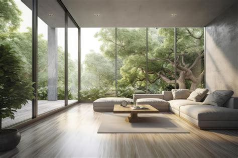 Premium Ai Image Bright And Spacious Living Room With Large Windows