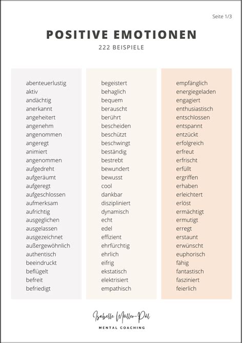Welche Positiven Emotionen Gibt Es Beispiele In Einer Liste