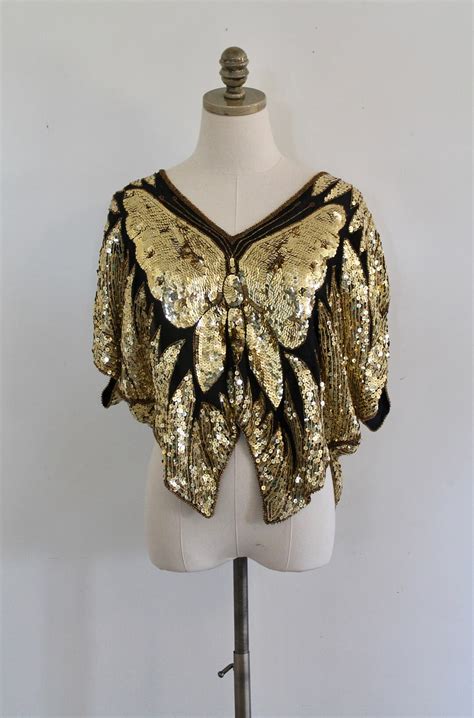 S Gold Pailletten Schmetterling Top Perlen Crop Top Etsy De