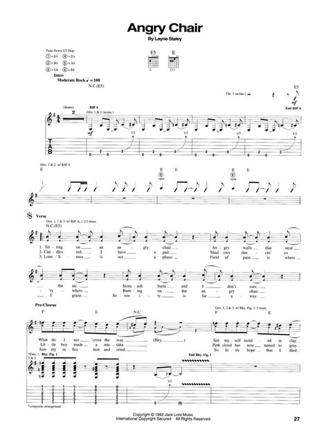 Alice In Chains Acoustic Guitar Tab Guitar Recorded Versions