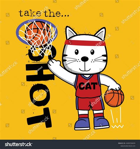 Cool Cat Playing Basketball Funny Animal Stock Vector (Royalty Free ...