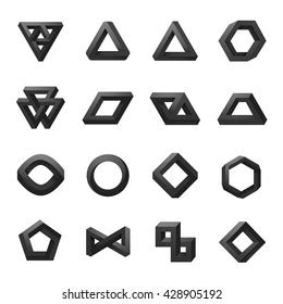 Set Impossible Shapes Optical Illusion Vector Stock Vector (Royalty ...