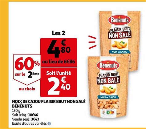 Promo Noix De Cajou Plaisir Brut Non Sal B N Nuts Chez Auchan