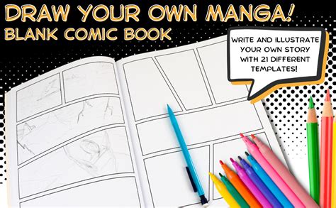 Draw Your Own Manga Blank Comic Book With 21 Different