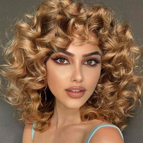 Amazon AIDUSA Afro Curly Wigs With Bangs Big Blonde Wigs For Black Women Light Brown Short