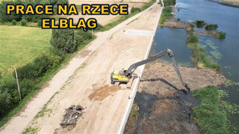 Przekop Mierzei Wiślanej 2 etap 14 07 Prace na rzece Elbląg Dron