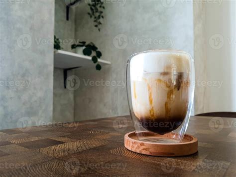 Glass Of Ice Salted Caramel Macchiato 12724885 Stock Photo At Vecteezy