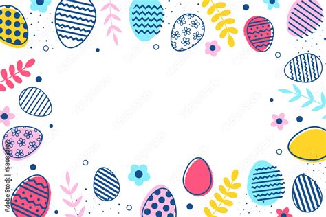 Pastel Easter Eggs And Flowers On Transparent Background Minimal