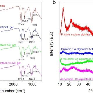 A FT IR Spectra And B XRD Curves Of I Pure Na Alginate Ii