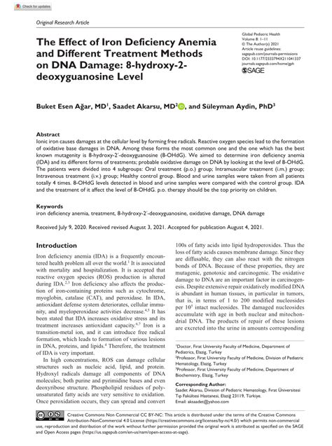 PDF The Effect Of Iron Deficiency Anemia And Different Treatment