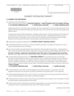 university  virginia dialysis consent form blank fillable template