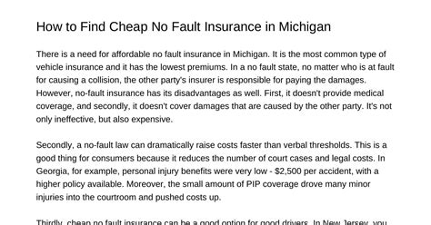 How To Find Cheap No Fault Insurance In Michiganaxfnwpdfpdf Docdroid