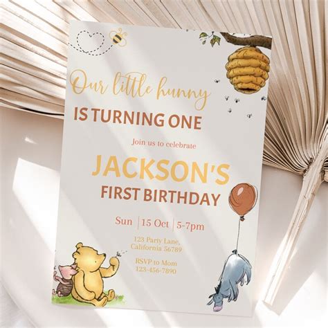 Winnie The Pooh Birthday Invitation Classic Winnie The Pooh Inspire