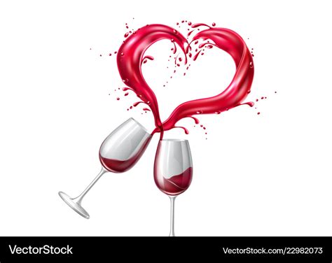 Wine Glasses Toasting Heart Shape Splash Vector Image