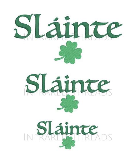 Slainte With Clover Leaf Digital Embroidery Design Etsy