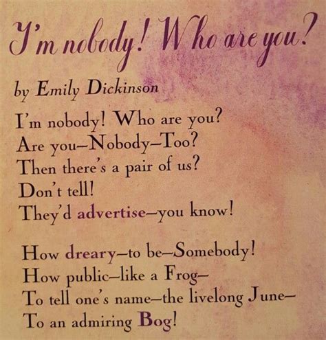 I M Nobody Who Are You Emily Dickinson Emily Dickinson Poems