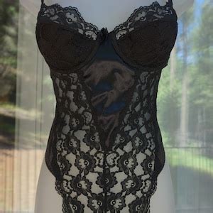 Black Teddy By Victorias Secret Lingerie Thong Size 34B 34 B Etsy