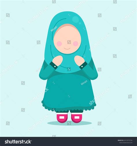 Muslim Girl Praying Vector Art Stock Vector Royalty Free 2013375734