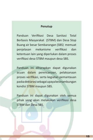 Buku Verifikasi Sanitasi Total Berbasis Masyarakat STBM PDF