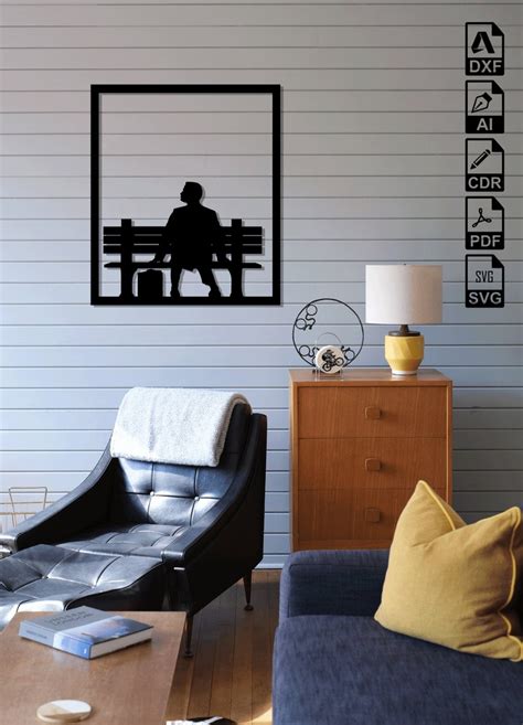 Forrest Gump Bench Laser Cut Svg Dxf Files Wall Sticker - Etsy Singapore