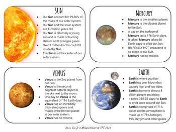 Solar System Flash Cards - Planet Flash Cards FUN FACTS on 12 Cards!