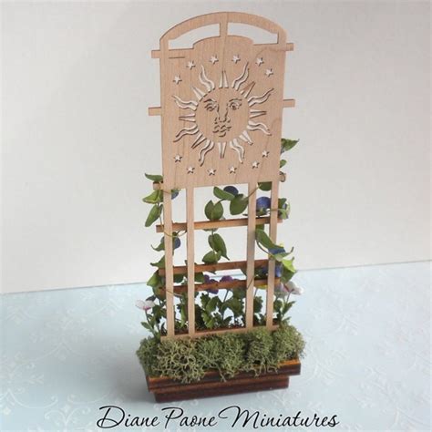 Garden Trellis Sun Design Flower Box Dollhouse Miniature Garden Morning Glories Ebay