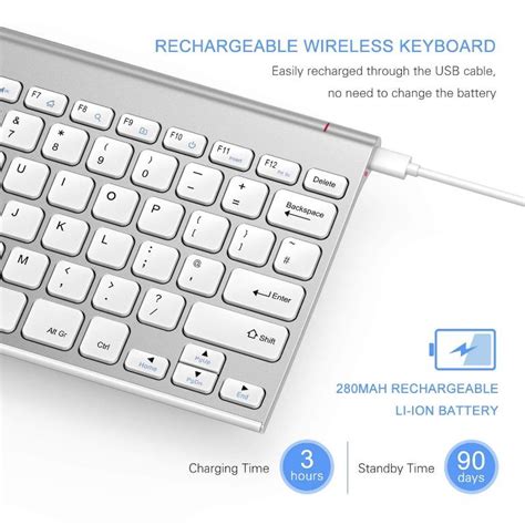 Jelly Comb Wireless Rechargeable Keyboard KUS 009D 2 4GHz Compact