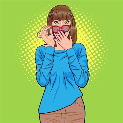 Premium Vector Shocked Woman With Amazed Face And Open Mouth Wow In