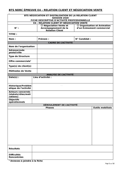 BTS NDRC Fiches Grilles E4 E6 Version 13 mars 2019 BTS NDRC ÉPREUVE