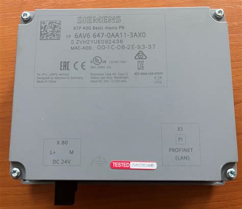 OP Panel Siemens KTP400 Basic Mono PN 6AV6647 0AA11 3AX0 Aukro